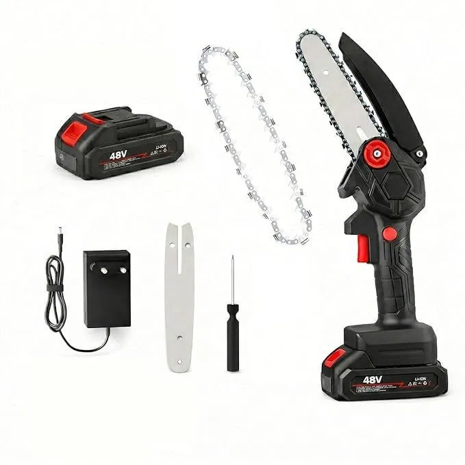 🪵 24V RECHARGEABLE MINI ELECTRIC CHAINSAW – Portable One-Handed ...