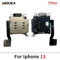SIM Card Reader For Iphone 15 14 13 12 Pro Max Mini Plus Dual SIM Card Slot Socket Inner Adapter Flex Cable Replacement Parts. 