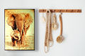 Handmade Wood Burning Art - Pyrography Arts Home decoration And Wall Art - Baby Elephant with mother. 