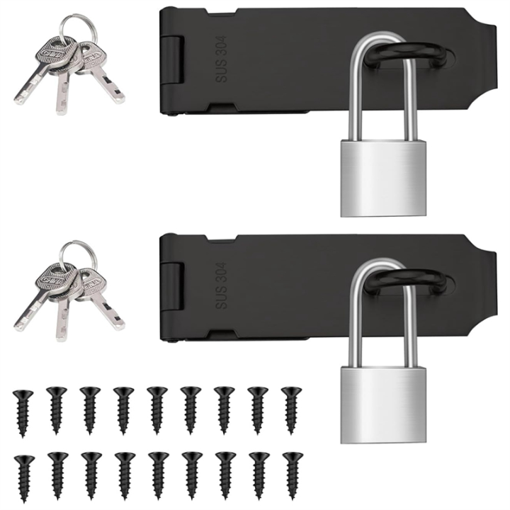 Stainless Steel Padlock 2 Sets with 5 Inch Hasp Latch Locks and 1.5 ...