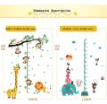 Cartoon Animals Giraffe Monkey Height Measure Wall Sticker For Kids Rooms Growth Chart Nursery Room Decor Wall Art. 