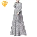 Women Abaya Vintage O Neck Maxi Dress with Long Sleeve A-line Big Hem for Women Soft Patchwork Dubai Turkey Abaya Long Robe Dress. 