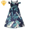 Short Sleeves Dress Floral Print Maxi Dress for Women Short Sleeve Ankle-length Summer Beach Dress Women Loose Dress. 