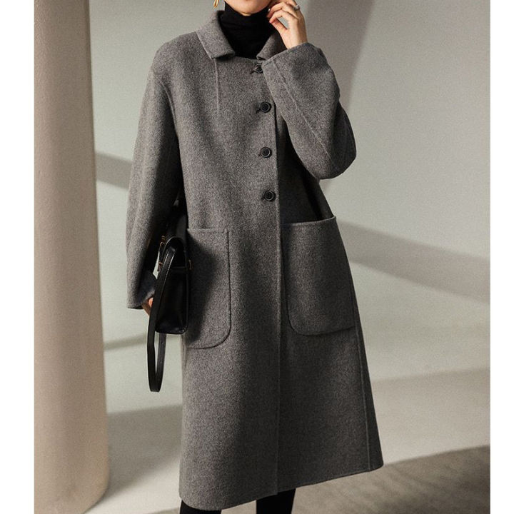 Yfashion%20Women%20Cotton%20Pea%20Coat%20Fashion%20Solid%20Color%20Long%20Sleeves%20Mid-length%20Wool%20Coat%20With%20Pockets%20Winter%20Loose%20Casual%20Jacket%20-%20Image%205