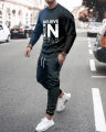 2022 spring men's sportswear set Autumn long sleeve T-shirt set colorful casual sportswear 2 piece fashion round neck Street. 