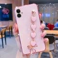 LECOMES for Samsung Galaxy A04 Back Cover with Love Heart Bracelet Chain Luxury 6D Plating Shiny Soft Silicone Mobile Phone Case Pouch Girls. 