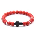 Yfashion Unisex Fashion Elegant Cross Beaded Bracelet ple Elasticity Hand Chain. 