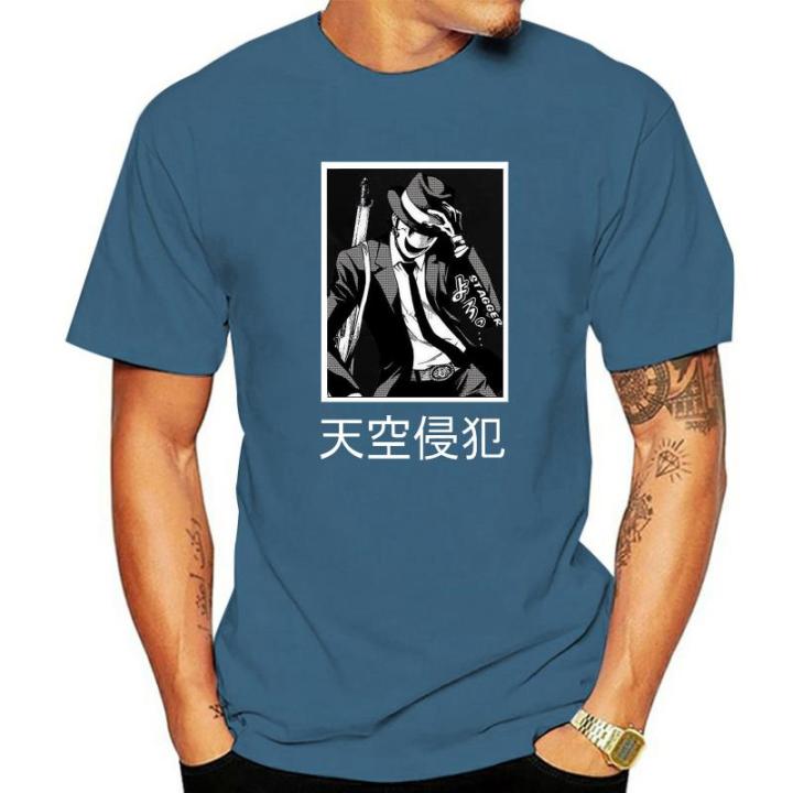 Japanese anime high-rise invasion print t shirt male fashion casual