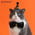Party Pet Hat Adorable Pet Hat Adjustable Pumpkin Velvet Bow Tie Collar Sequin Headdress for Cat Puppy Photography Dress Up. 
