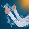 UV Solar Arm Sleeves Woman Men Cycling Fingerless Gloves Cool Muff Summer Ice Silk Elastic Arm Cover Driving Anti-Sunburn Sleeve Sunlight Mall. 