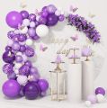 GLORIOUS Party Balloons Pack of 10- Metallic Chrome Purple Balloons and Purple Confetti Latex Helium Balloons With Ribbon - 12 Inch Balloon Decoration Pack. 