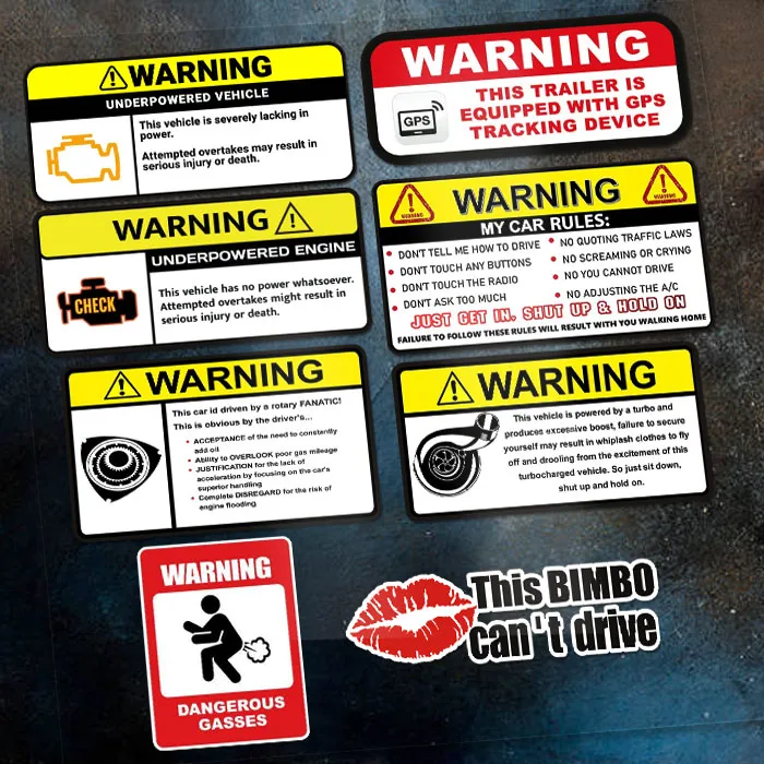 Car Styling Sticker Underpowered Vehicle Engine Turbo Check Gps Alarm ...
