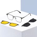 Magnetic Eyeglasses 3 In 1 Polarized Night Vision Clip on Sunglasses Classic Square Anti Blue Light Myopia Nearsighted Glasses. 