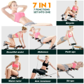 7 In 1 Abdominal Fitness Machine Sit up Bench with Doot Pedal & Pull Rope Exercise Machine, Workout Gym for Indoor Crunch Exercise. 