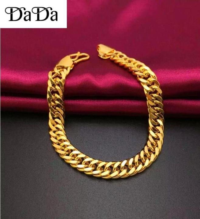 Original%2018k%20Pure%20Gold%20Men's%20Bracelet%20Boss%20Euro%20Coin%20Tank%20Flat%20Chain%20Bracelet%20-%20Image%206