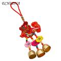 New Year Pendant Colorful Embroidered Wind Chimes for Festive Car Decoration Vibrant Metal Bell Hanging Decor Chinese-style Wind Chime Sachet. 