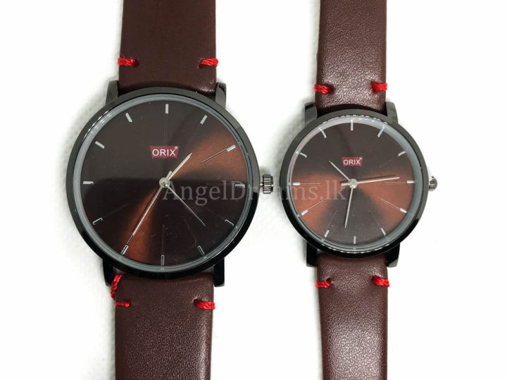 Orix%20Couple%20Watch%20-Dark%20Brown%20Fashionable-%20Stainless%20Steel%20Bezel%20Buckle%20-%20Image%205
