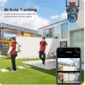 12MP 3-Lens Panorama 4G SIM / WiFi Outdoor Security Camera | PTZ IP CCTV with AI Human Detection, 360° View & HD Infrared Night Vision. 
