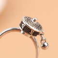 Buddhist Tibetan Prayer Wheel Ring Good Luck Chakras Ring Lotus Floral Ring Open Adjustable Rotating Rings Gifts YUEYING. 