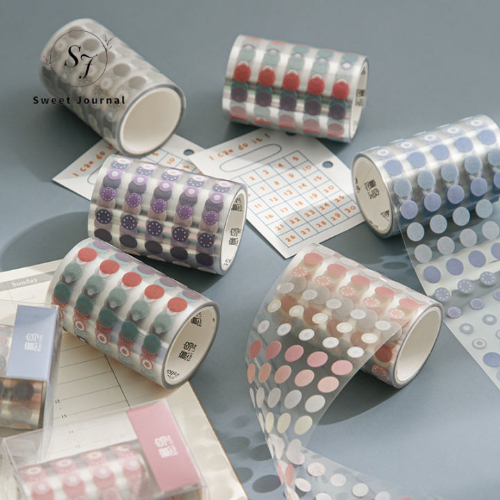 Sweet Journal Morandi Based Dot Washi Tape PET Stickers INS Album Diary Journal Decorative Scrapbooking DIY Sticker
