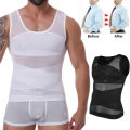 Compression Shirt for Men Slimming Undershirt Body Shaper Tank Top Gynomastica Sleeveless Shapewear Vest Mesh Cross Suit 3XL. 