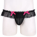 Beautiful Night Sissy Nightwear for Mens Lingerie Sissy Crossdresser Set Unlined Bra Top with Lace Bowknot Butt Jockstrap s. 