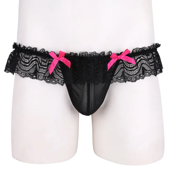 Beautiful%20Night%20Sissy%20Nightwear%20for%20Mens%20Lingerie%20Sissy%20Crossdresser%20Set%20Unlined%20Bra%20Top%20with%20Lace%20Bowknot%20Butt%20Jockstrap%20s%20-%20Image%205
