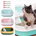 Large Cat Litter Tray with Scoop Open Top Cat Litter Box High Sided Anti Splashing Sturdy Easy to Clean Open Air Kitty Litter Box Cat Toilet for Kittens Cats Pet Supplies Poop Tray Pet Shit Tray Cat Pooper Tray Pet Poop Box Pet Pooper Box Kittens. 