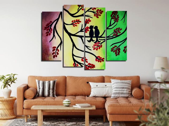 4pcs%20Hand%20Painted%20Abstract%20Modern%20Art%20Painting%20On%20Canvas%20Framed%20Wall%20Art%20Home%20Decor%20-%20Image%202