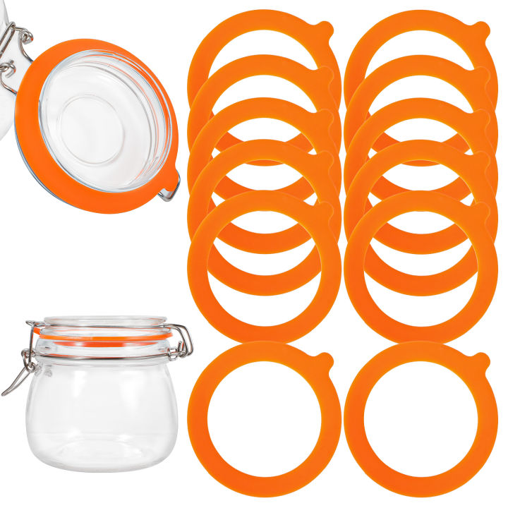 12 Pack Silicone Replacement Gasket, Airtight Rubber Seals Rings for Mason Jar Lids, Leak-proof Canning Silicone Fitting Seals for Glass Clip Top Jars