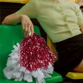 OYPFXMI 24Pcs Cheerleading Pom Poms Metallic Foil Cheer Pom Poms with Plastic Handle for Adults Kids Cheerleaders Red. 