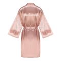 Rose Gold Bridesmaid Team Bride Robes With Lace Mesh Sleeve Sister Mother Bathrobe Maid Of Honor Kimono Wedding Gift. 