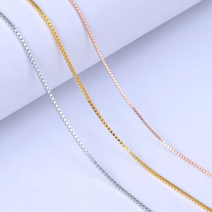 Real%20925%20Sterling%20Silver%20Box%20Chain%20Necklaces%20for%20Women%20Teen%20Girl%20Rose%20Gold%20Plated%20S925%20Jewelry%200.8mm%20Wholesale%20Bulk%20Dropshipping%20-%20Image%203