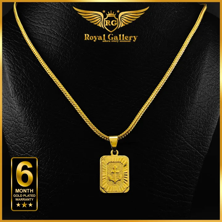 Gold Plated Albert Chain with Box Ancor Pendant