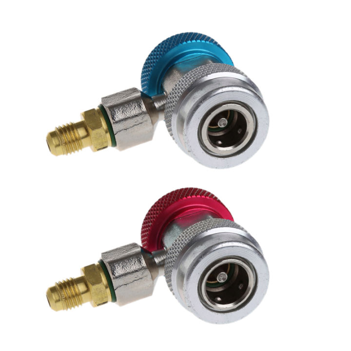 2Pcs Car Auto Freon R134A H/L Quick Coupler Adapters Air Conditioning Refrigerant Adjustable A/C Manifold Gauge