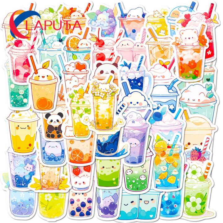 Decorative Bubble Tea Stickers 50pcs Bubble Milk Tea Sticker Set ...