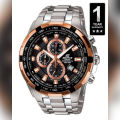 Casio Edifice Black Rose Gold Metal Analog Watch For Men. 