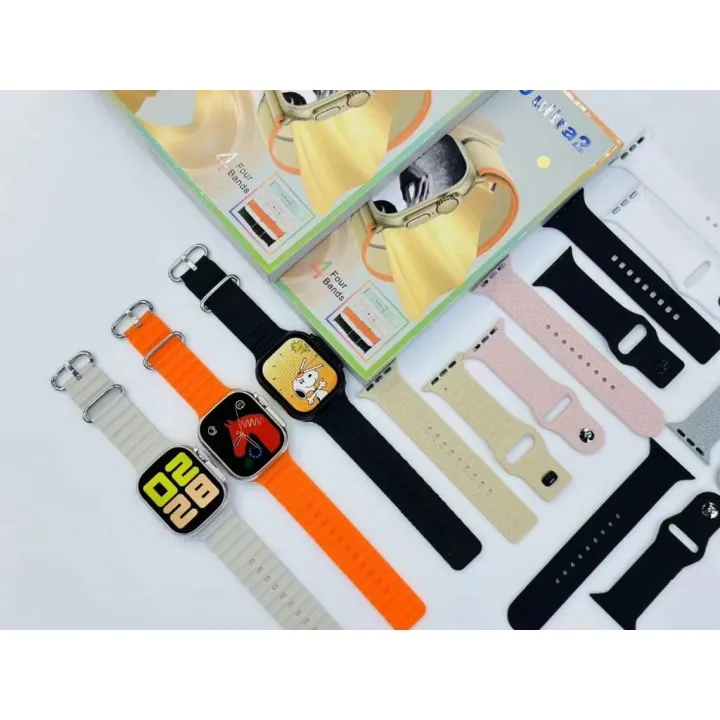 T20ultra2%20smart%20watch%20big%20screen%202.2%20(Four%20colors%20with%20four%20stripes,%20black,%20gray,%20orange%20and%20green%20colors.)%204-in-1%20set%20Bluetooth%20call%20watch%20heart%20rate%20sports%20-%20Image%204