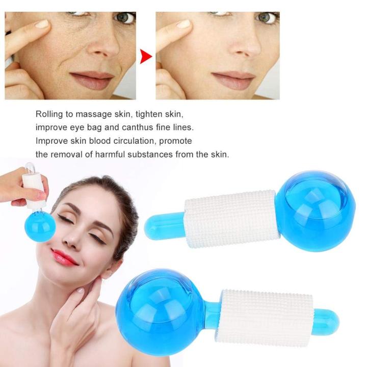 2pcs Large Beauty Ice Hockey Energy Beauty Crystal Ball Facial Cooling Ice Globes Water Wave For Face and Eye massage