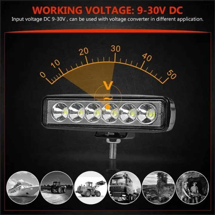 2Pcs%206%20inch%2018W%20DRL%20LED%20Work%20Lamp%20Light%204WD%20for%20%20Off%20Road%20Truck%20Bus%20Boat%20Fog%20Light%20Car%20Light%20Assembly%20-%20Image%207