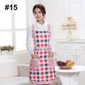 【HUT】 Women\'S Waterproof Floral Dotted Plaid Kitchen Cooking Bib Apron With Pocket. 
