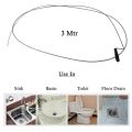3 Meter Drain Cleaner Wire Spring Drainage Block Remover Machine Tool for Kitchen Sink, Wash Basin, Drainage Pipe Cleaner Drain Clog with Snake Like Flexible Steel Body. 