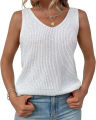 Yfashion Women's V-Neck Sleeveless Blouse Plain T Shirts Fits Tunic Tank Top. 