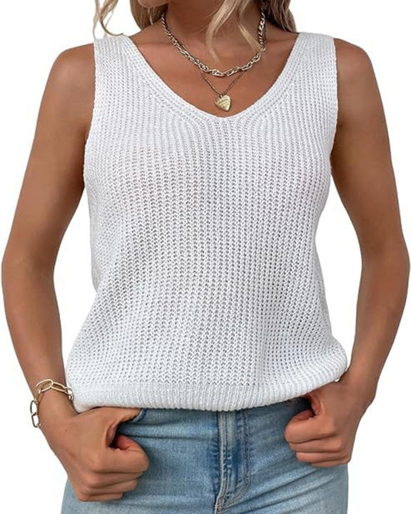 Yfashion%20Women's%20V-Neck%20Sleeveless%20Blouse%20Plain%20T%20Shirts%20Fits%20Tunic%20Tank%20Top%20-%20Image%205