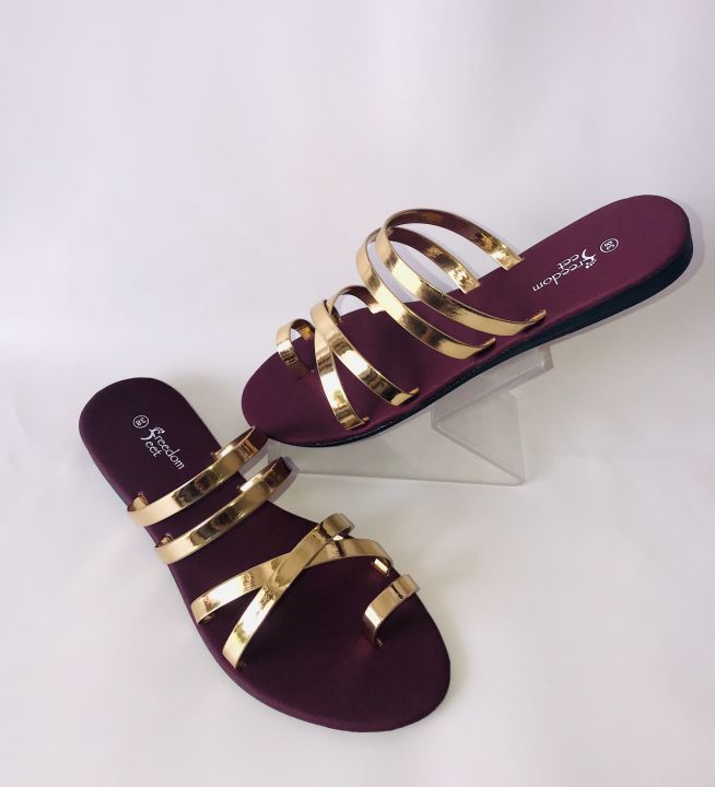 Freedom%20Feet%20Flat%20Slipper%20Maroon%20&%20Gold%20-%20New%20Ladies%20Sandals,%20Gladiator%20Flat%20Shoes,%20Women%E2%80%99s%20Slides%20&%20Flip%20Flops,%20House%20Slippers%20-%20Image%204
