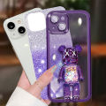 For Samsung Galaxy A12 A22 F42 5G M12 M22 M32 4G M33 M53 M54 Back Cover with 3D Bear Hidden Stand Holder Luxury Gradient Glitter Shiny Girls Phone Cases Lens Camera Protection Soft Silicone Case Pouch Women. 