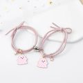2Pcs Romantic Couple Heart Magnetic Attracting Bracelets for Girl Cute Cartoon Ghost Pendant Bracelet Friendship Halloween Gift. 