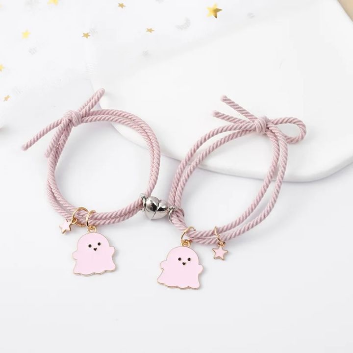 2Pcs%20Romantic%20Couple%20Heart%20Magnetic%20Attracting%20Bracelets%20for%20Girl%20Cute%20Cartoon%20Ghost%20Pendant%20Bracelet%20Friendship%20Halloween%20Gift%20-%20Image%206