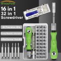 16 / 32-in-1 Screwdriver Set Box With Magnetic Handle & Complete Accessories, DIY Convenient Multi-functional Mini Ratchet Tool - Home And Professional Repair Kit, Auto Repair Tool Accessories. 