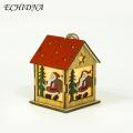 Christmas Tree Ornaments Miniature Led Wooden Christmas House Ornament Battery Powered Xmas Tree Decoration for Southeast Asian Buyers Diy Christmas Decorations. 